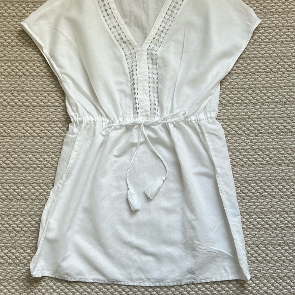 JMcLaughlin Linen Cotton Blend Swim Coverup with drawstring - Picture 1 of 7